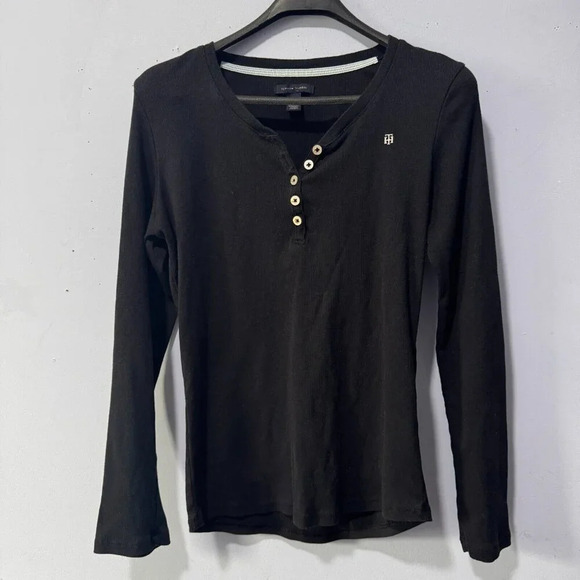 Tommy Hilfiger size medium black long sleeve shirt - Picture 1 of 4